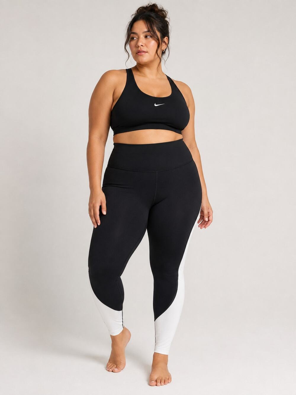 Nike Yoga Women 2X Black White Colorblock Training Leggings DR1024-010 NWT